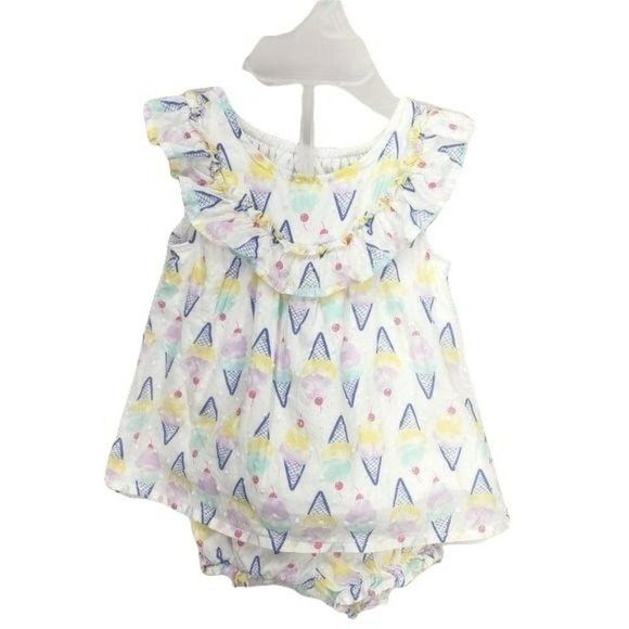 Wonder Nation 0/3‎ Months 2 Piece Ice Cream White summer Outfit - Picture 1 of 11